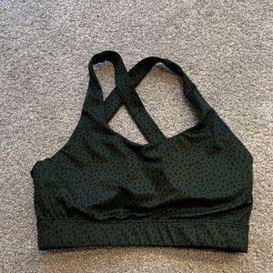 Zyia Active spotted pine cross strap bra size small